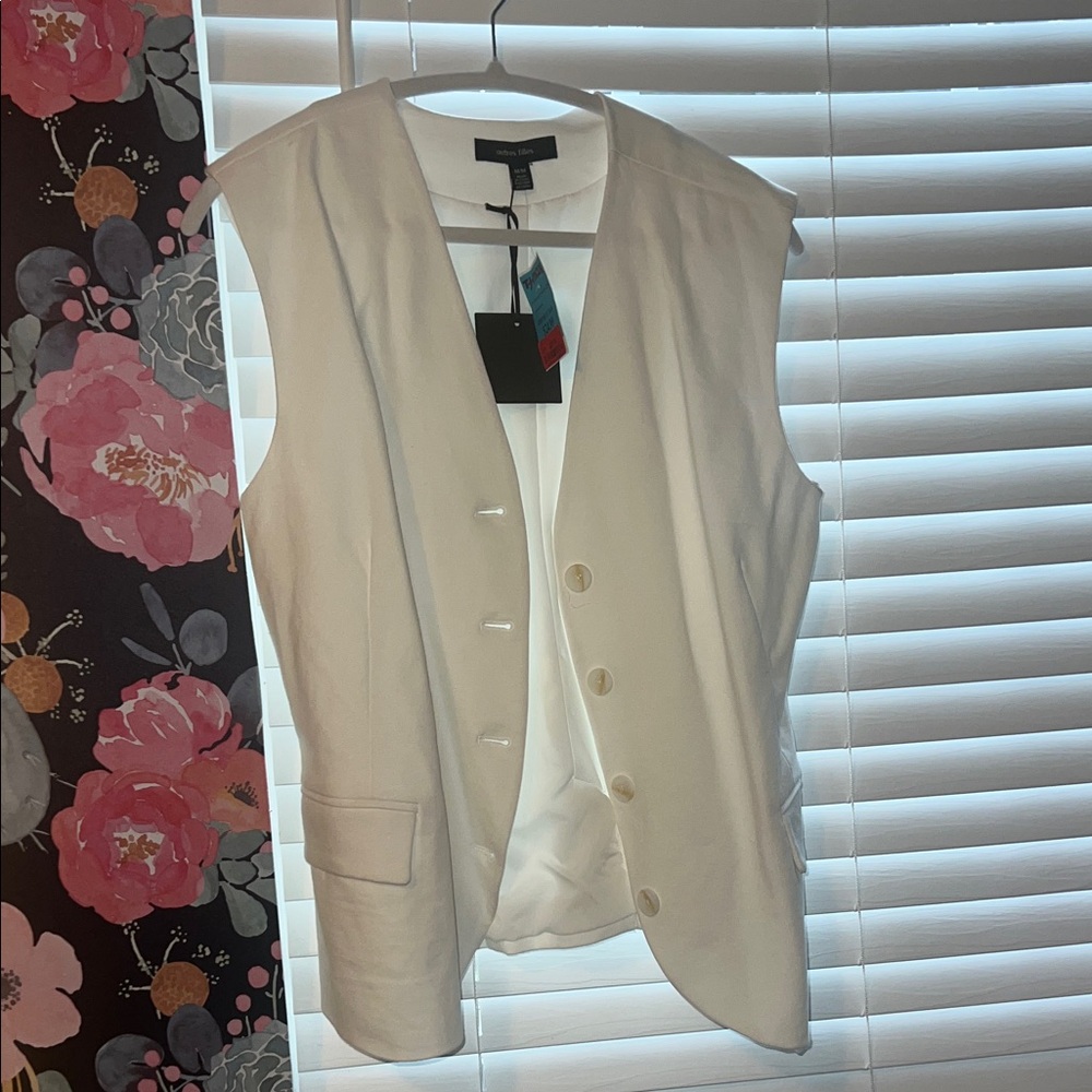 White Sleeveless Button-Up Vest